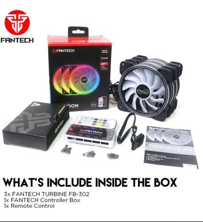 Case Fan fantech FB-302 TYPHOON RGB FAN 3n1 W HUB AND REMOTE CONTROL