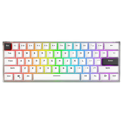 Mechanical Keyboard FANTECH MAXFIT61 Frost Wireless 60% Type-C Compact 61keys Hot Swappable RGB Gaming Keyboard for Windows PC Clicky Blue Switch White