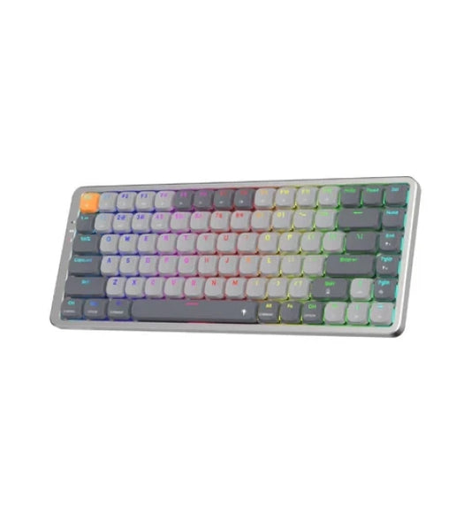 Gaming Keyboard Redragon K652 AZURE 75% Wireless RGB Mechanical Keyboard Bluetooth 2.4Ghz Wired Tri Mode 84 Keys Ultra Thin w Aluminum Top Plate 100% Supported Win Mac System & Low Profile Switch