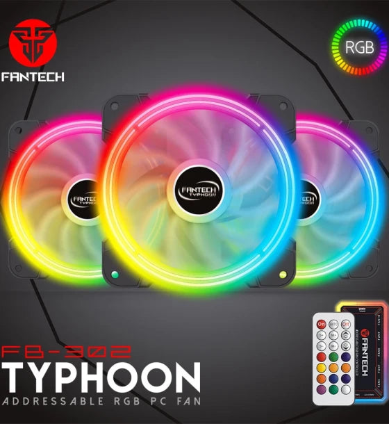 Case Fan fantech FB-302 TYPHOON RGB FAN 3n1 W HUB AND REMOTE CONTROL