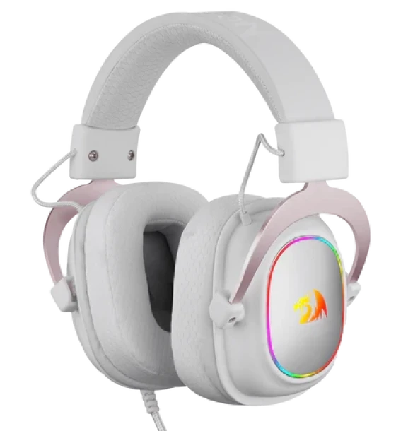 Gaming Headset Redragon H510 Zeus X RGB White Wired 7.1 Surround Sound 53MM Audio Drivers in Memory Foam Ear Pads w Durable Fabric Cover Multi Platforms Headphone USB Powered for PC PS4 NS
