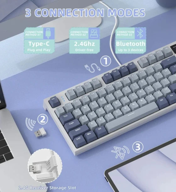 Keyboard ATTACK SHARK K86 Wireless Mechanical Lavender Blue