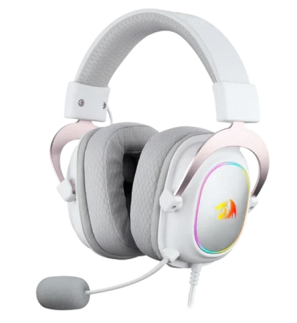 Gaming Headset Redragon H510 Zeus X RGB White Wired 7.1 Surround Sound 53MM Audio Drivers in Memory Foam Ear Pads w Durable Fabric Cover Multi Platforms Headphone USB Powered for PC PS4 NS