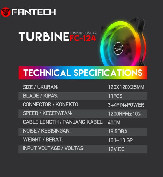 Case Fan FANTECH FAN RGB FC124