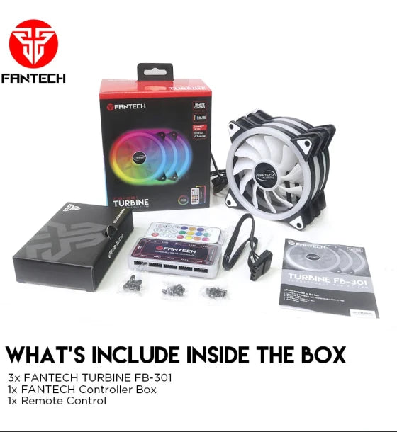 Case Fan FANTECH FB-301 TURBINE RGB 3n1 W HUB AND REMOTE CONTROL