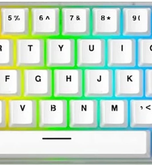 Mechanical Keyboard FANTECH MAXFIT61 Frost Wireless 60% Type-C Compact 61keys Hot Swappable RGB Gaming Keyboard for Windows PC Clicky Blue Switch White