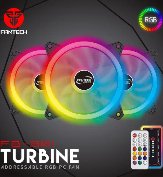 Case Fan FANTECH FB-301 TURBINE RGB 3n1 W HUB AND REMOTE CONTROL