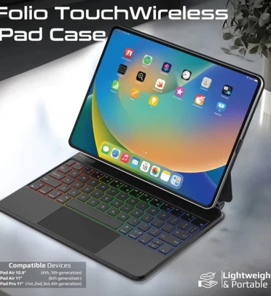 Keyboard Promate FlexKeys-11Pro Folio Touch Wireless iPad Case with Backlight and Smart Connector