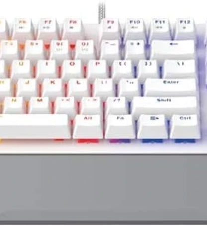 Gaming Mechanical Keyboard Fantech MK853 104 Keys USB Wired RGB Backlight with Multi Function Scroll with Ergonomic Wrist Pad for Mac Windows PC Computer Laptop White Color Blue Switch