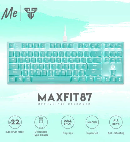 GAMING KEYBOARD FANTECH MECHANICAL MAXFIT87 MK856 MINT EDITION REDSWITCH BLUESWITCH